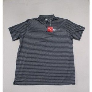 Puma Men Gray Striped Polo Shirt Gold Size XXL